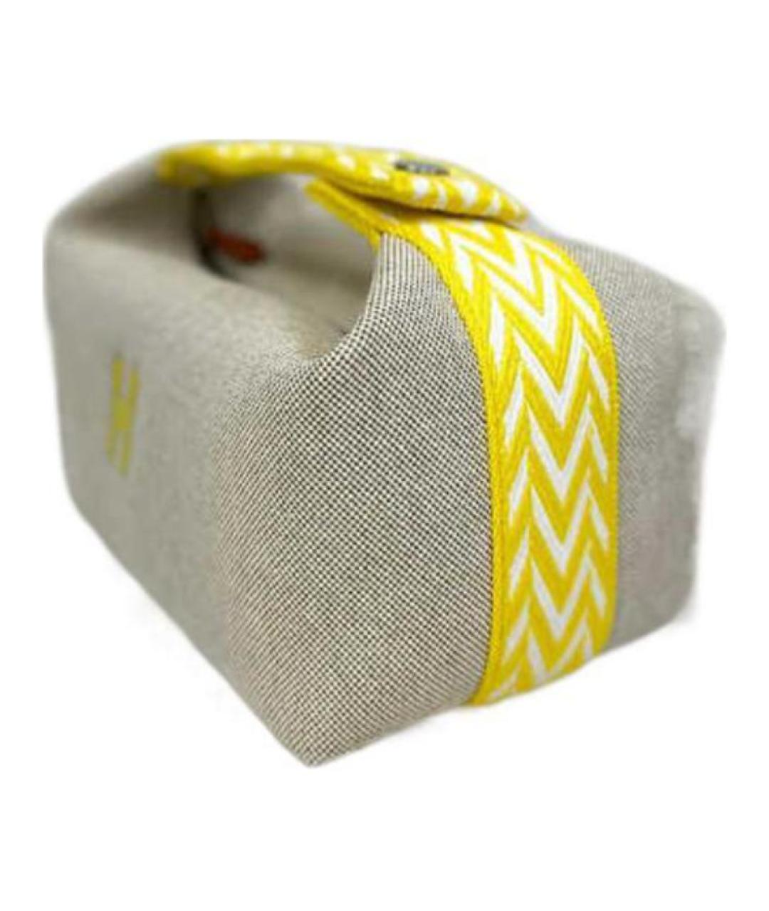 HERMES Бежевая косметичка, фото 4