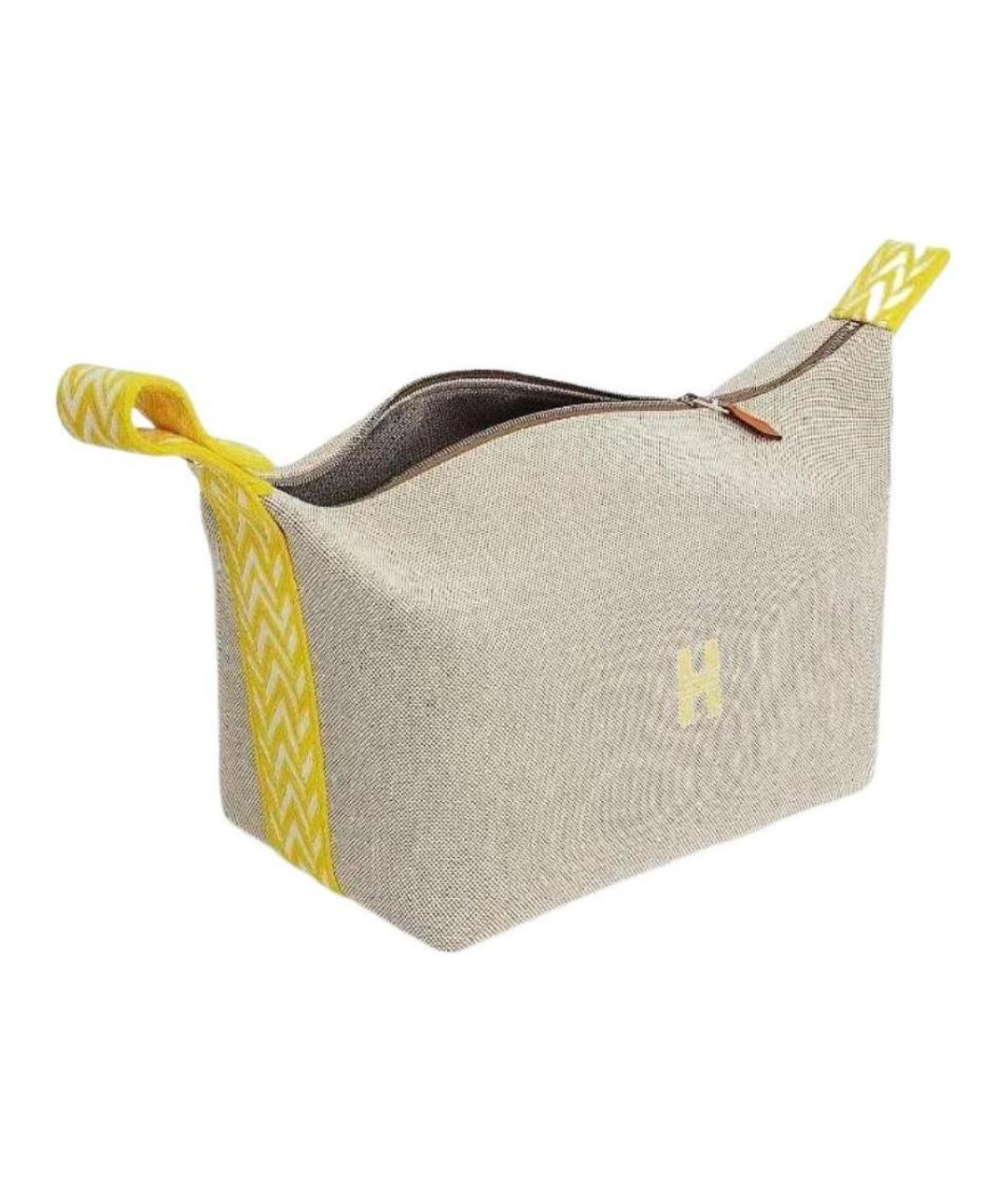 HERMES Бежевая косметичка, фото 3