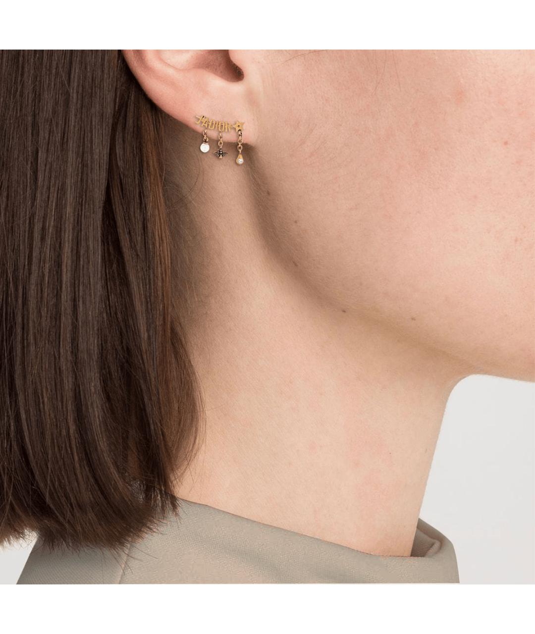 CHRISTIAN DIOR Золотые металлические серьги, фото 4