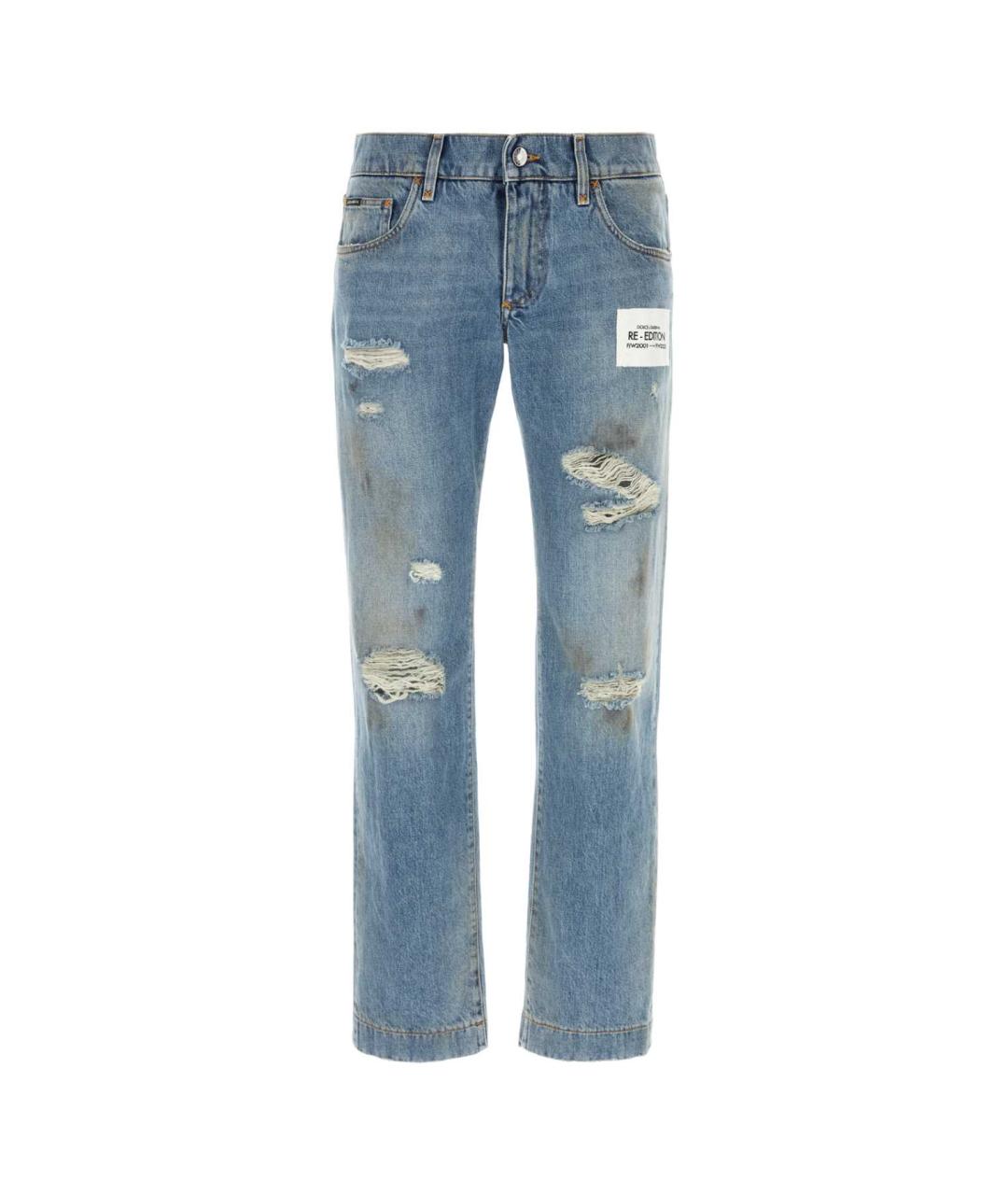 DOLCE&GABBANA Голубые хлопковые прямые джинсы, фото 1
