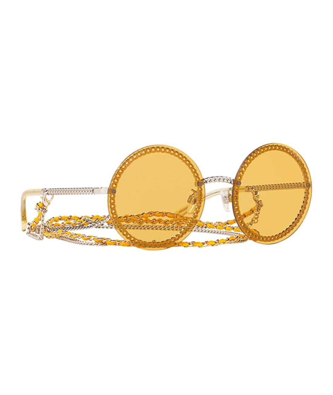 CHANEL Желтые металлические солнцезащитные очки, фото 2