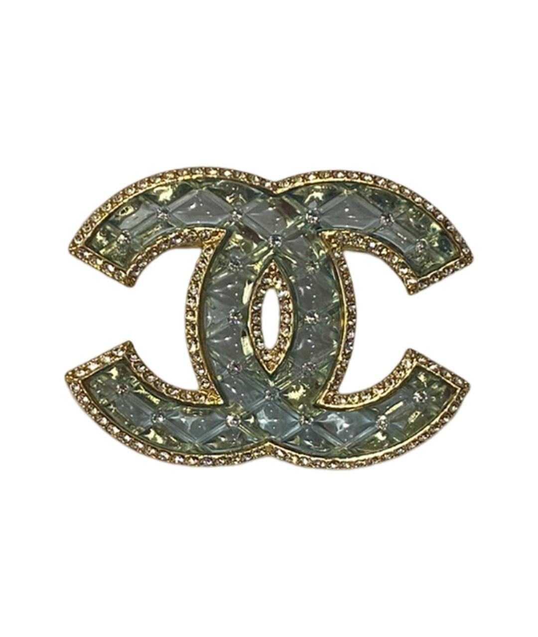CHANEL Зеленая металлическая булавка / брошь, фото 2