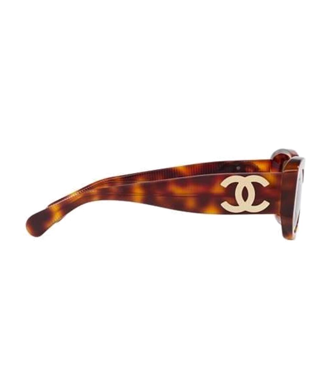 CHANEL Коричневые пластиковые солнцезащитные очки, фото 3