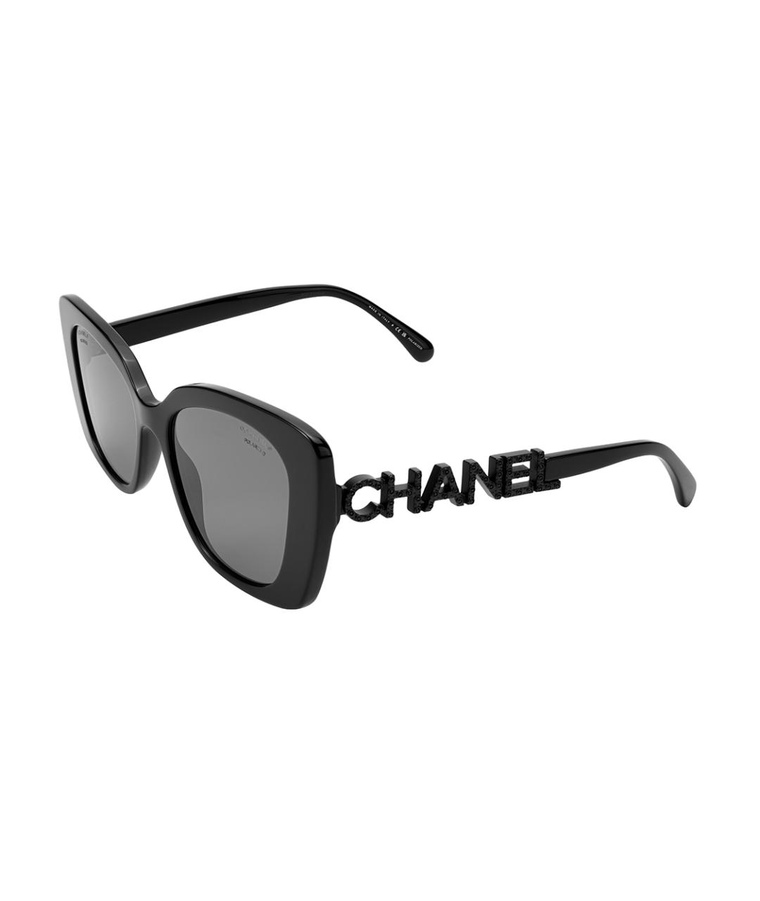 CHANEL Черные пластиковые солнцезащитные очки, фото 1
