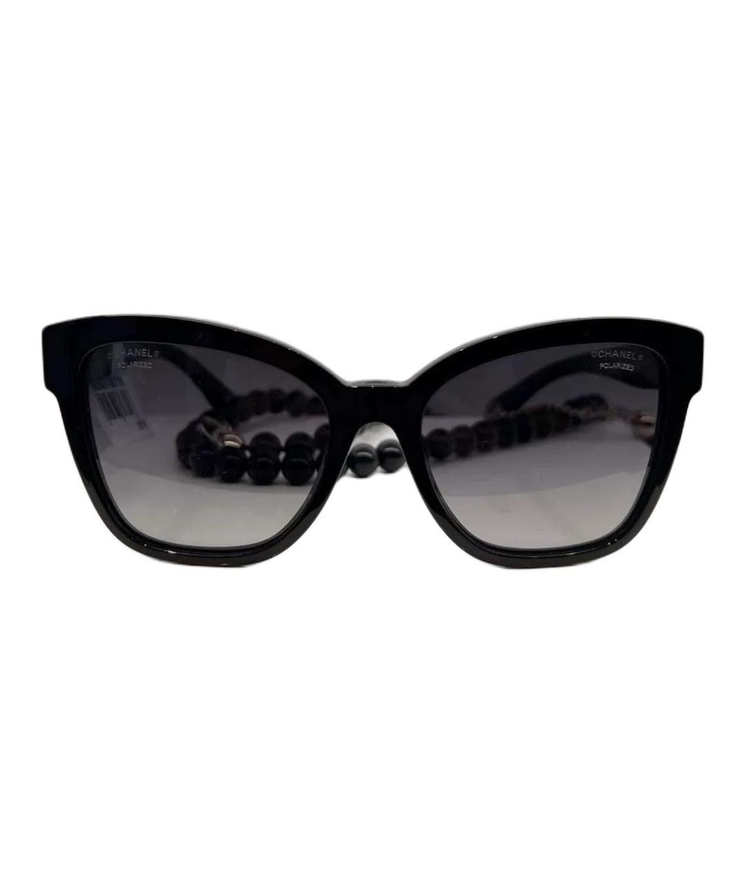 CHANEL Черные пластиковые солнцезащитные очки, фото 1