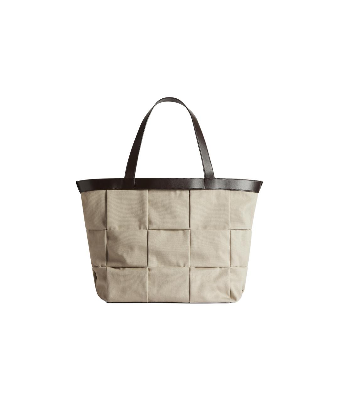 BOTTEGA VENETA Бежевая тканевая сумка на плечо, фото 1