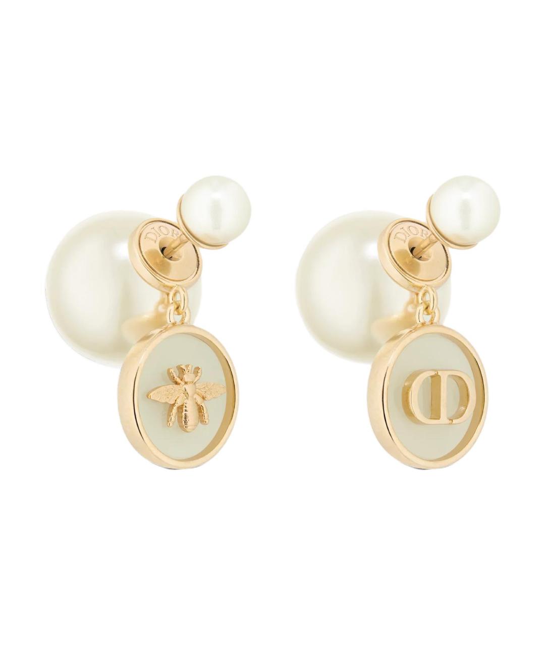 CHRISTIAN DIOR Белые металлические серьги, фото 1
