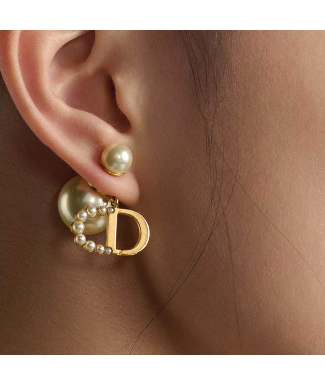 CHRISTIAN DIOR Золотые металлические серьги, фото 3