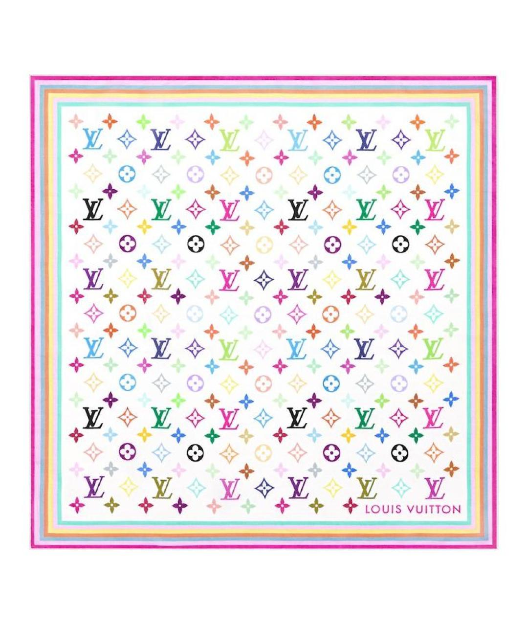 LOUIS VUITTON Белый шелковый шарф, фото 1