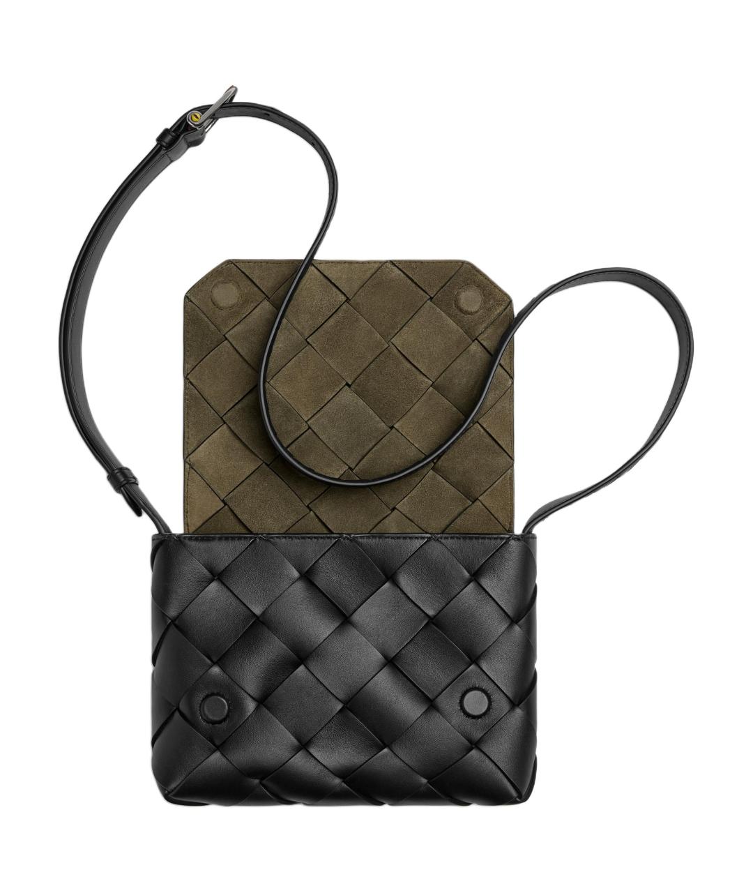 BOTTEGA VENETA Черная кожаная сумка на плечо, фото 4