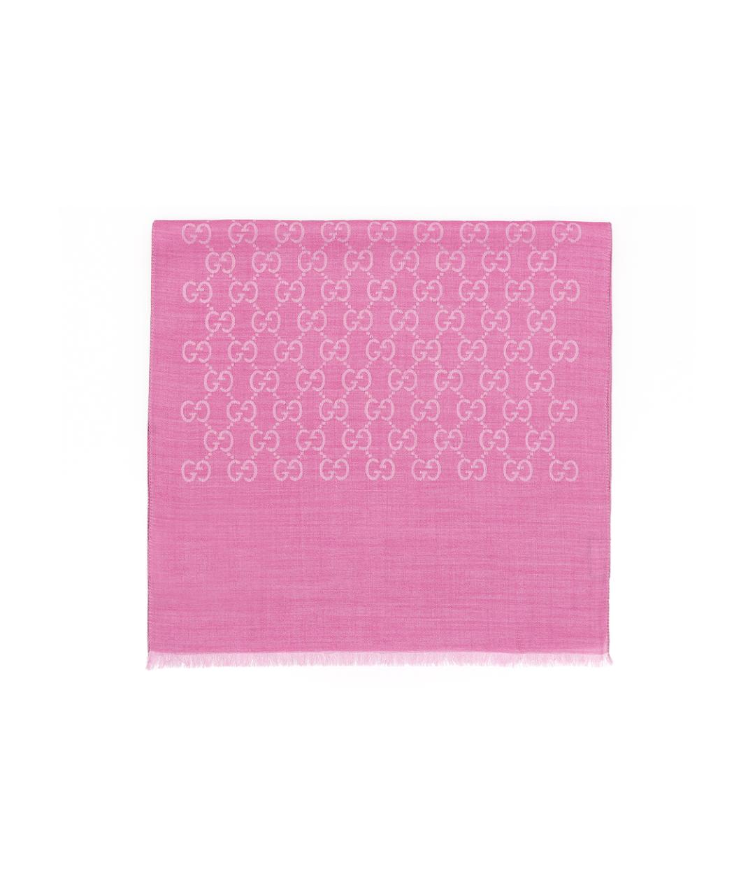 GUCCI Розовый шерстяной шарф, фото 3
