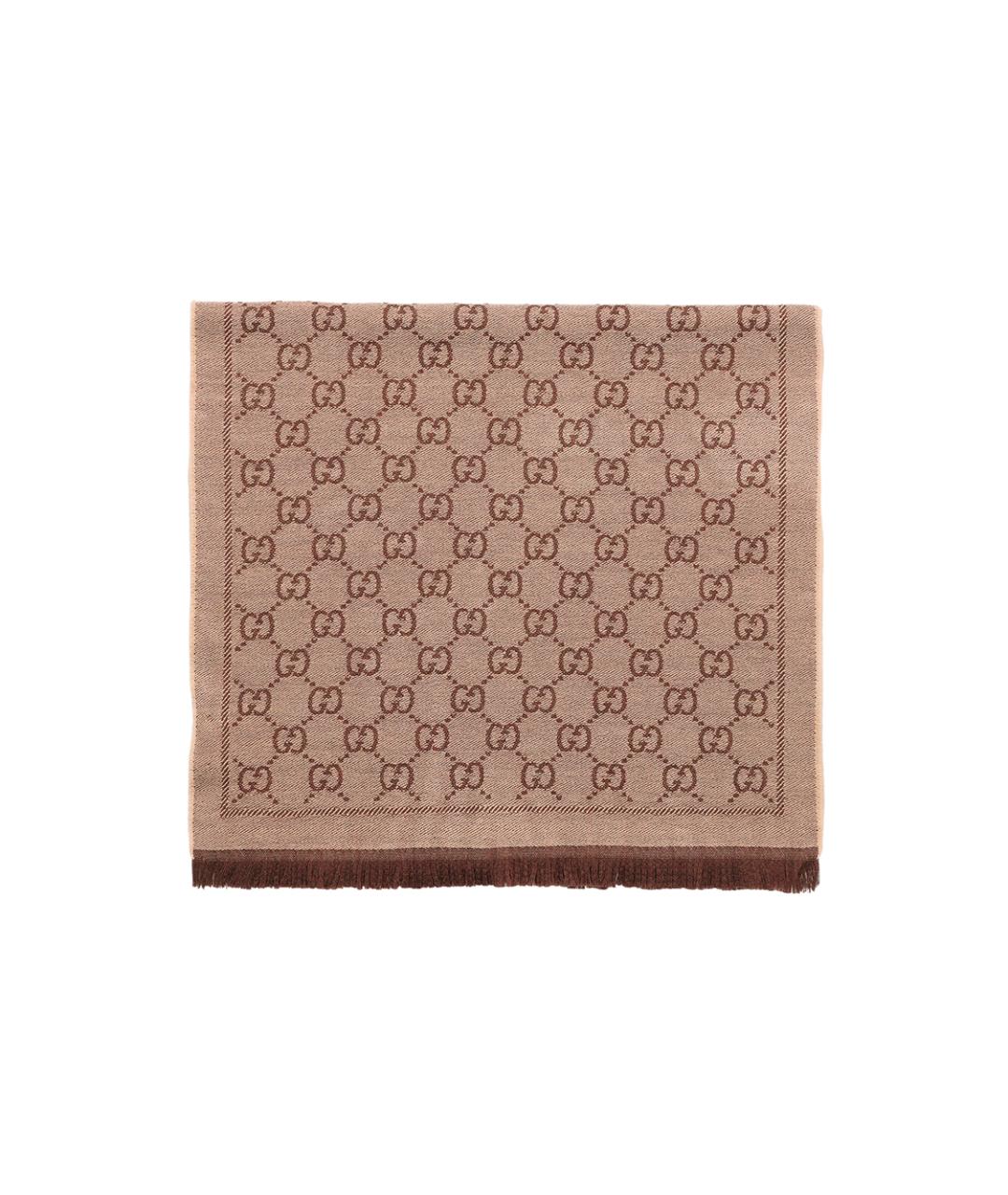 GUCCI Бежевый шерстяной шарф, фото 3