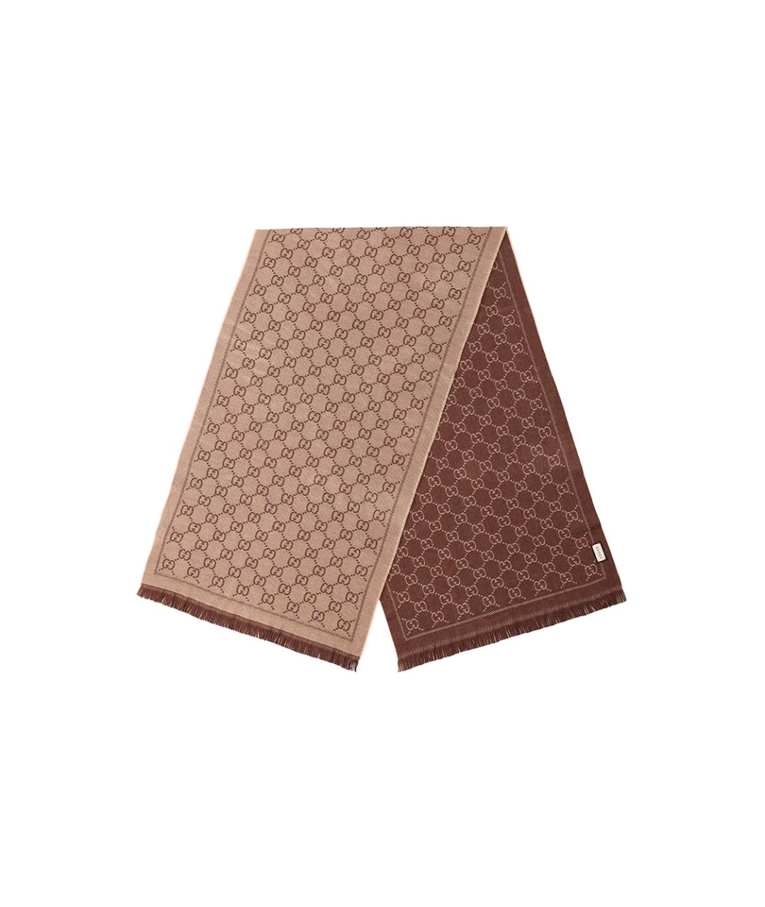 GUCCI Бежевый шерстяной шарф, фото 2
