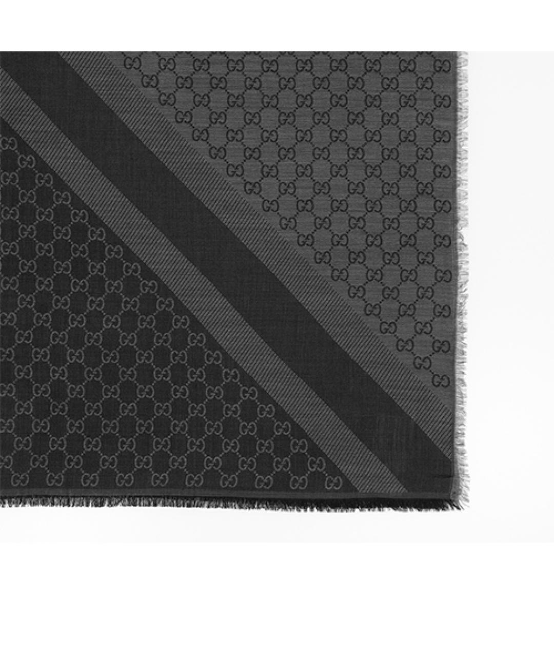 GUCCI Серый шерстяной шарф, фото 2