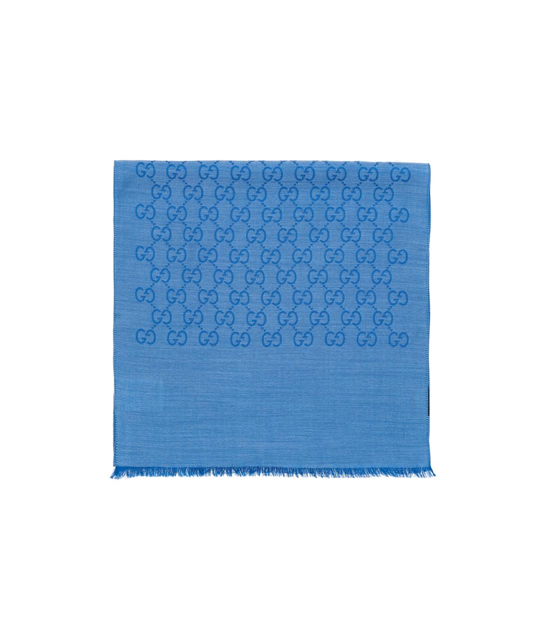 GUCCI Синий шерстяной шарф, фото 3