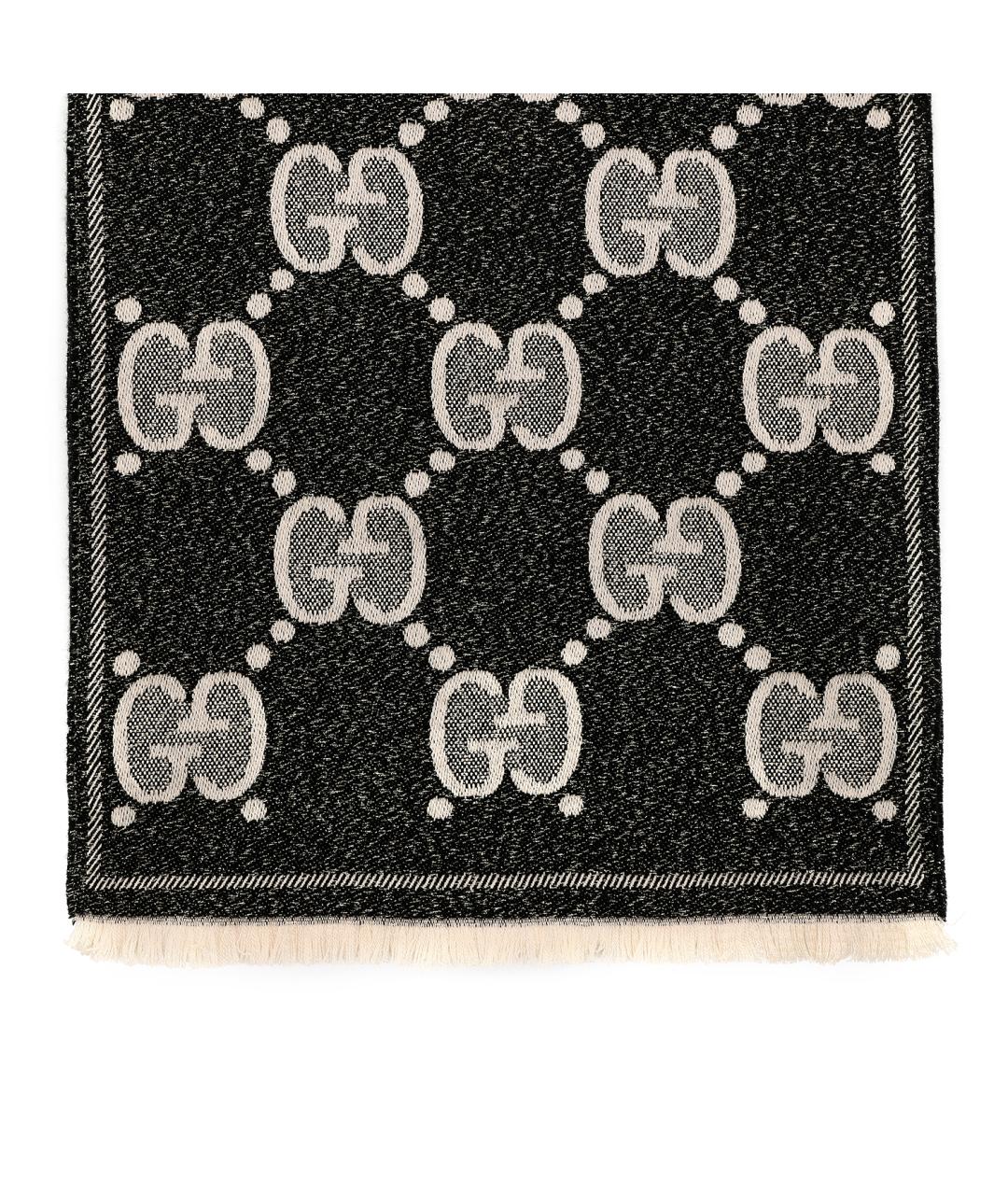 GUCCI Черный кашемировый шарф, фото 3