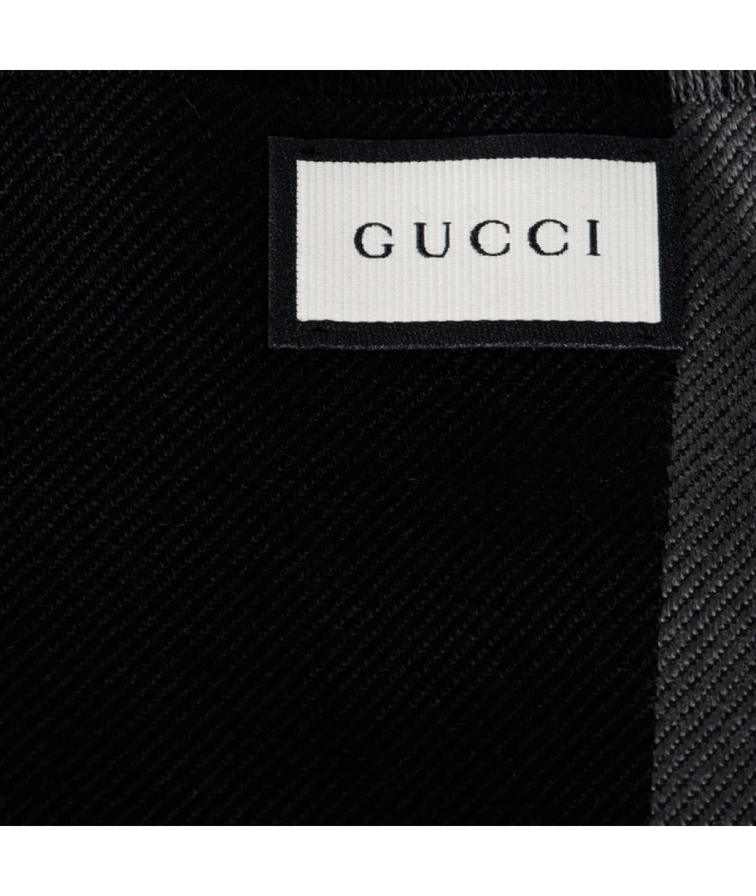 GUCCI Черный кашемировый шарф, фото 3