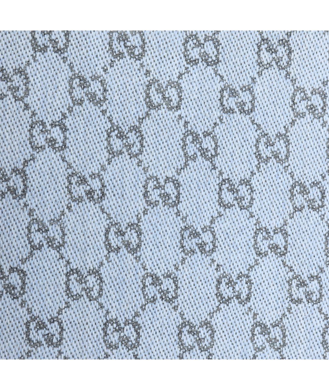 GUCCI Голубой шерстяной шарф, фото 3