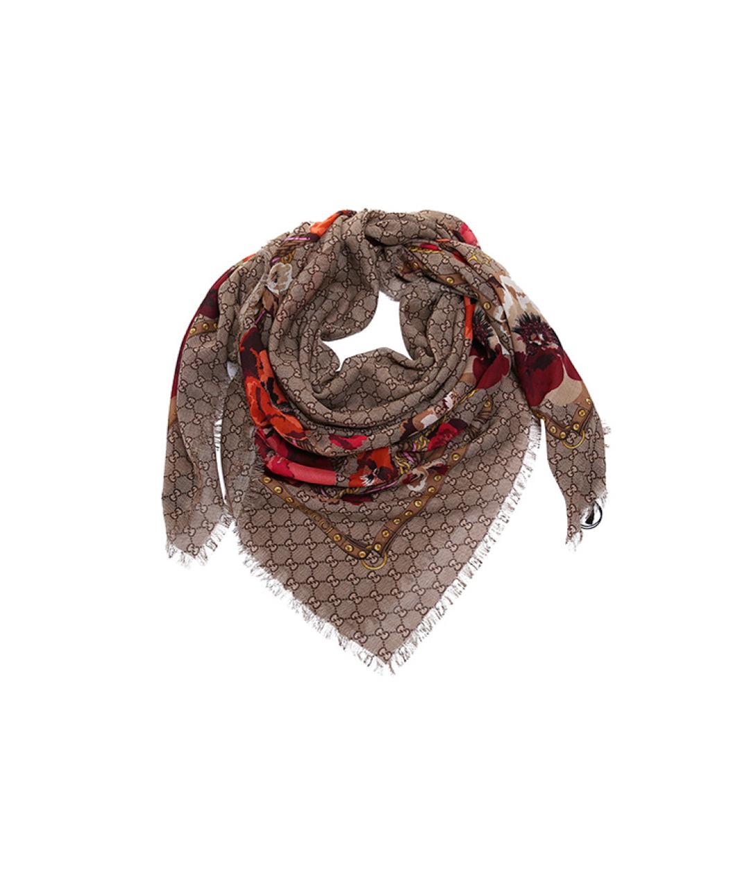 GUCCI Коричневый платок, фото 1