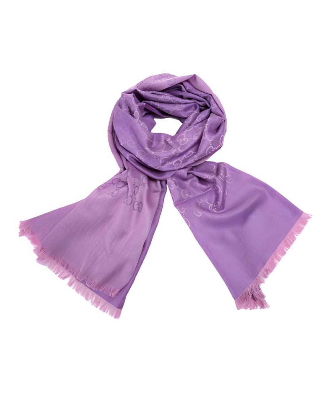 GUCCI Фиолетовый шерстяной шарф, фото 1