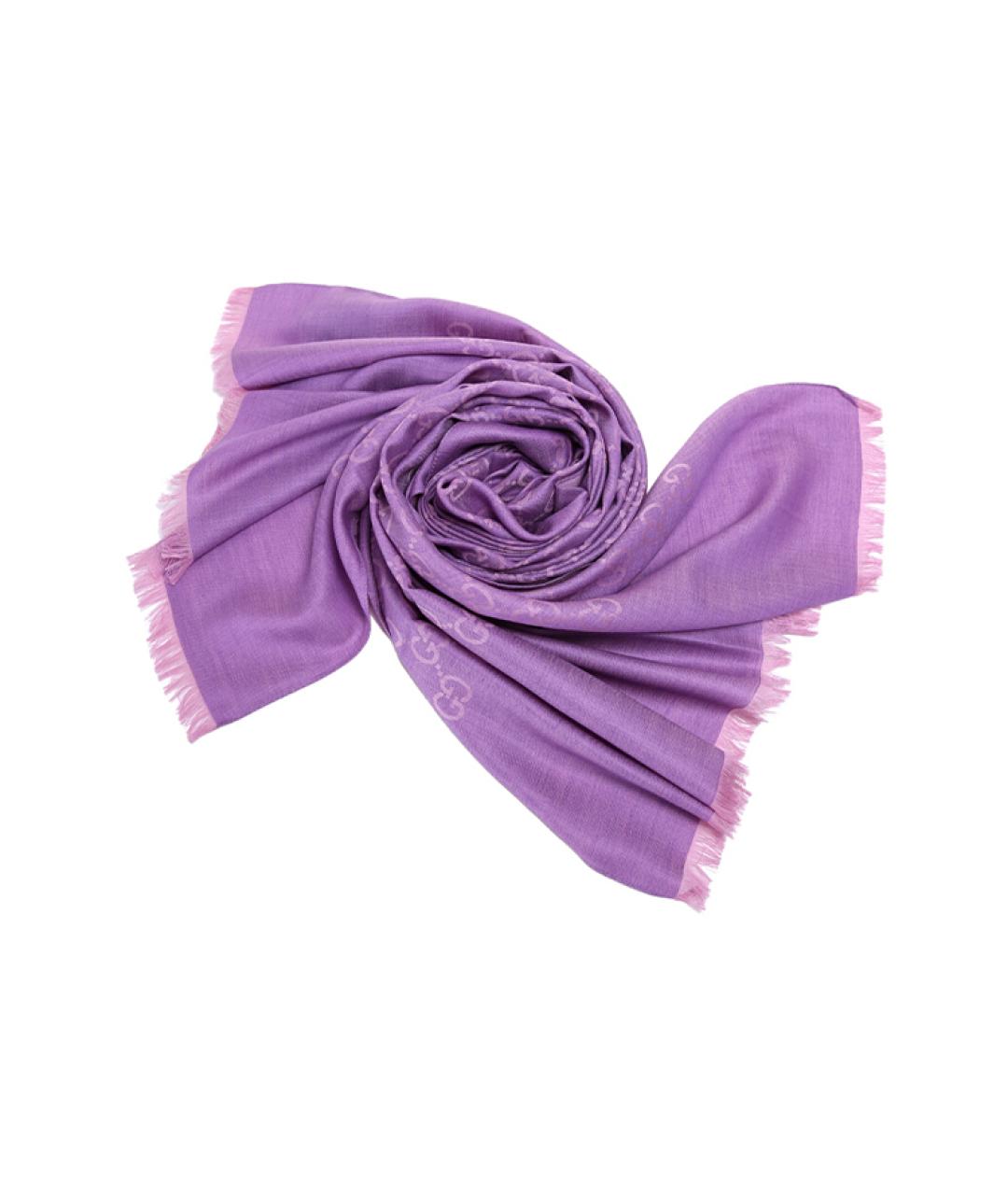 GUCCI Фиолетовый шерстяной шарф, фото 2