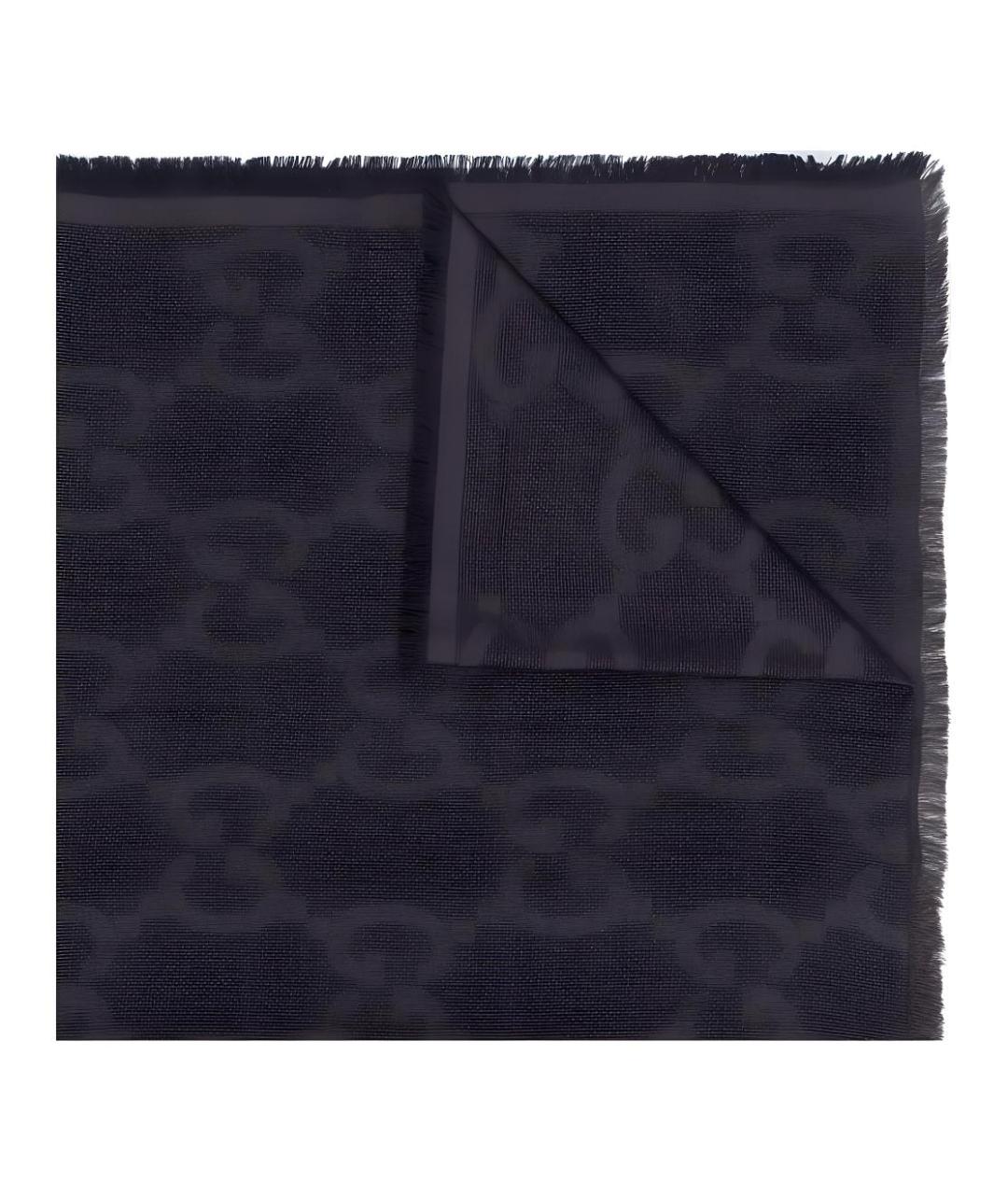 GUCCI Черный шерстяной шарф, фото 1