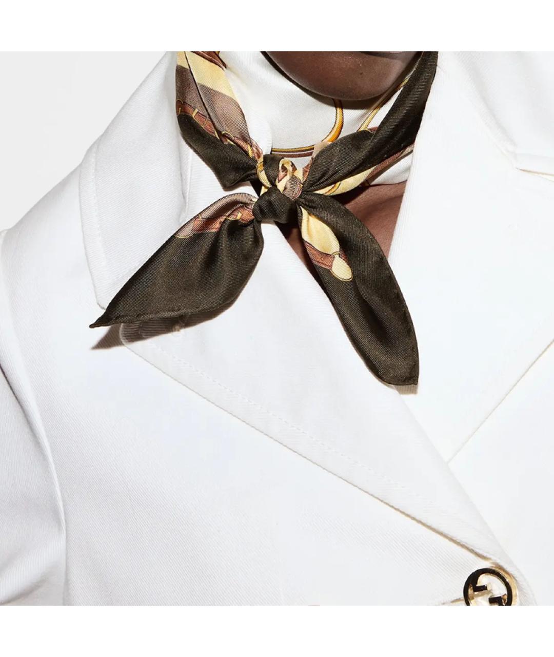 GUCCI Коричневый шелковый шарф, фото 3