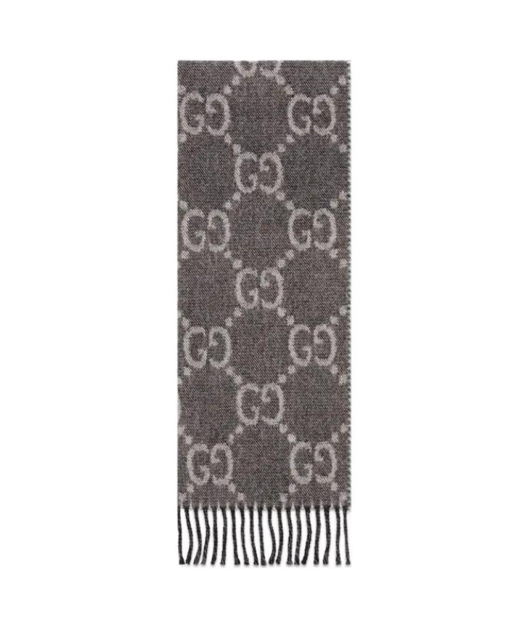 GUCCI Серый шерстяной шарф, фото 1