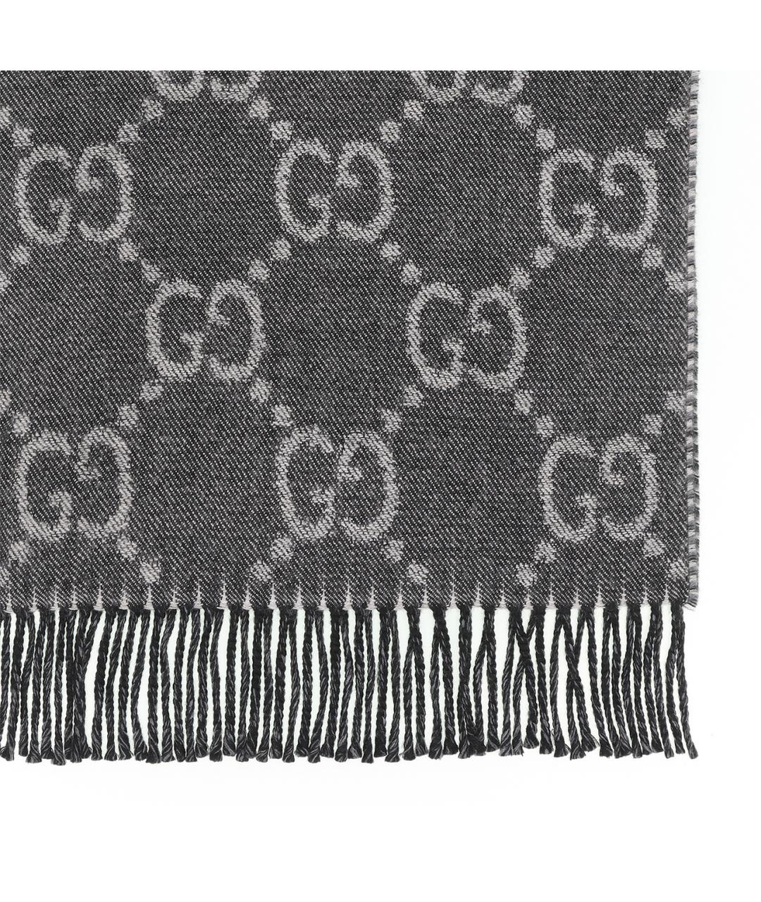 GUCCI Серый шерстяной шарф, фото 3