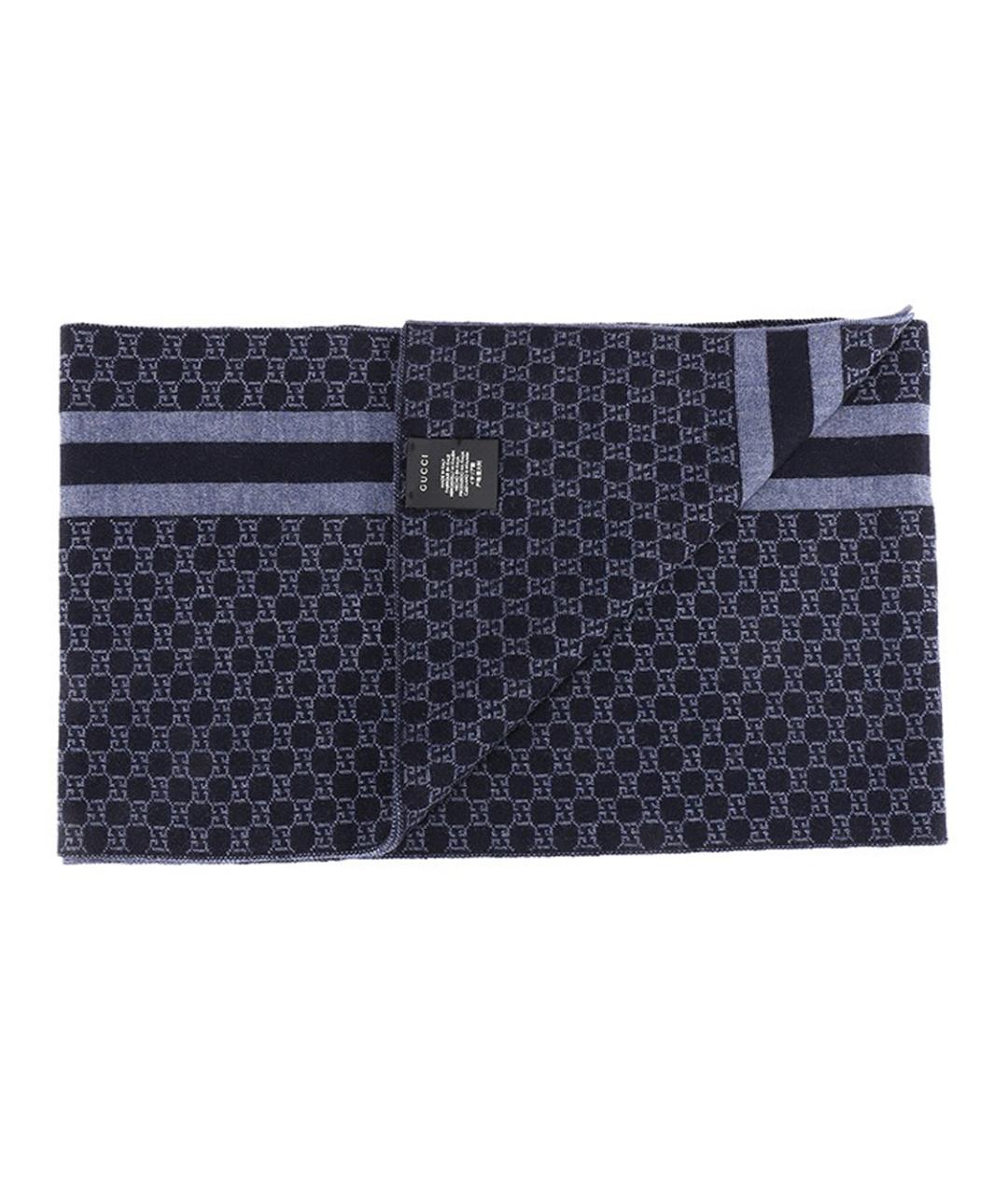 GUCCI Темно-синий шерстяной шарф, фото 3