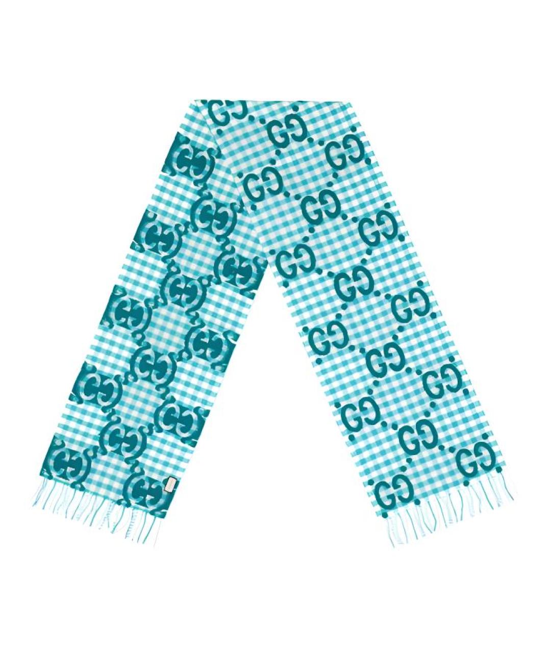 GUCCI Голубой кашемировый шарф, фото 1