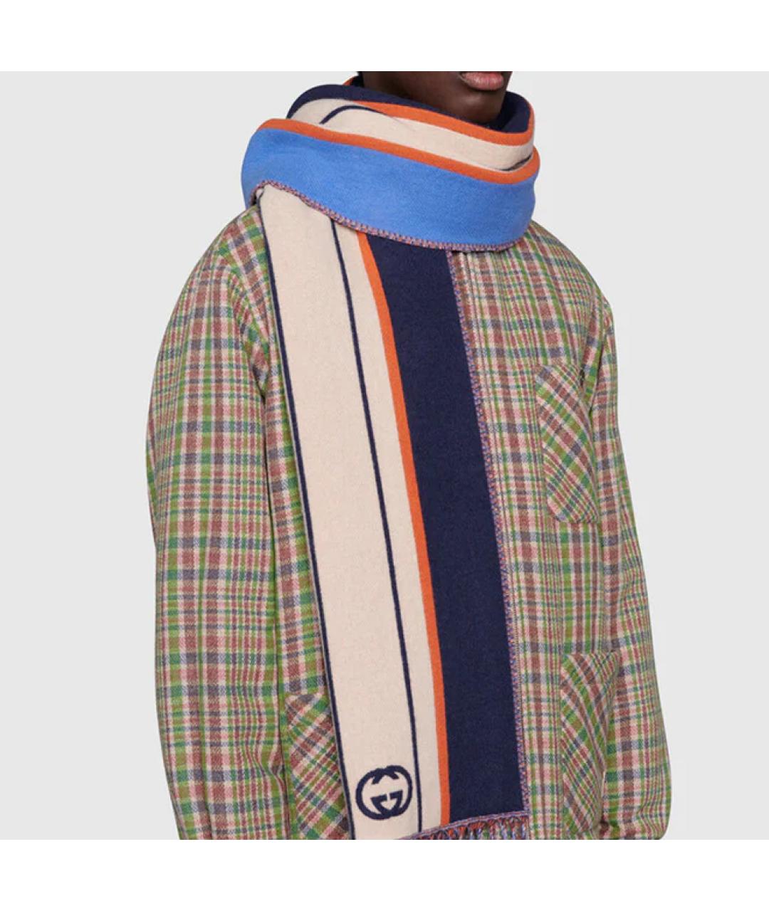 GUCCI Мульти шерстяной шарф, фото 3