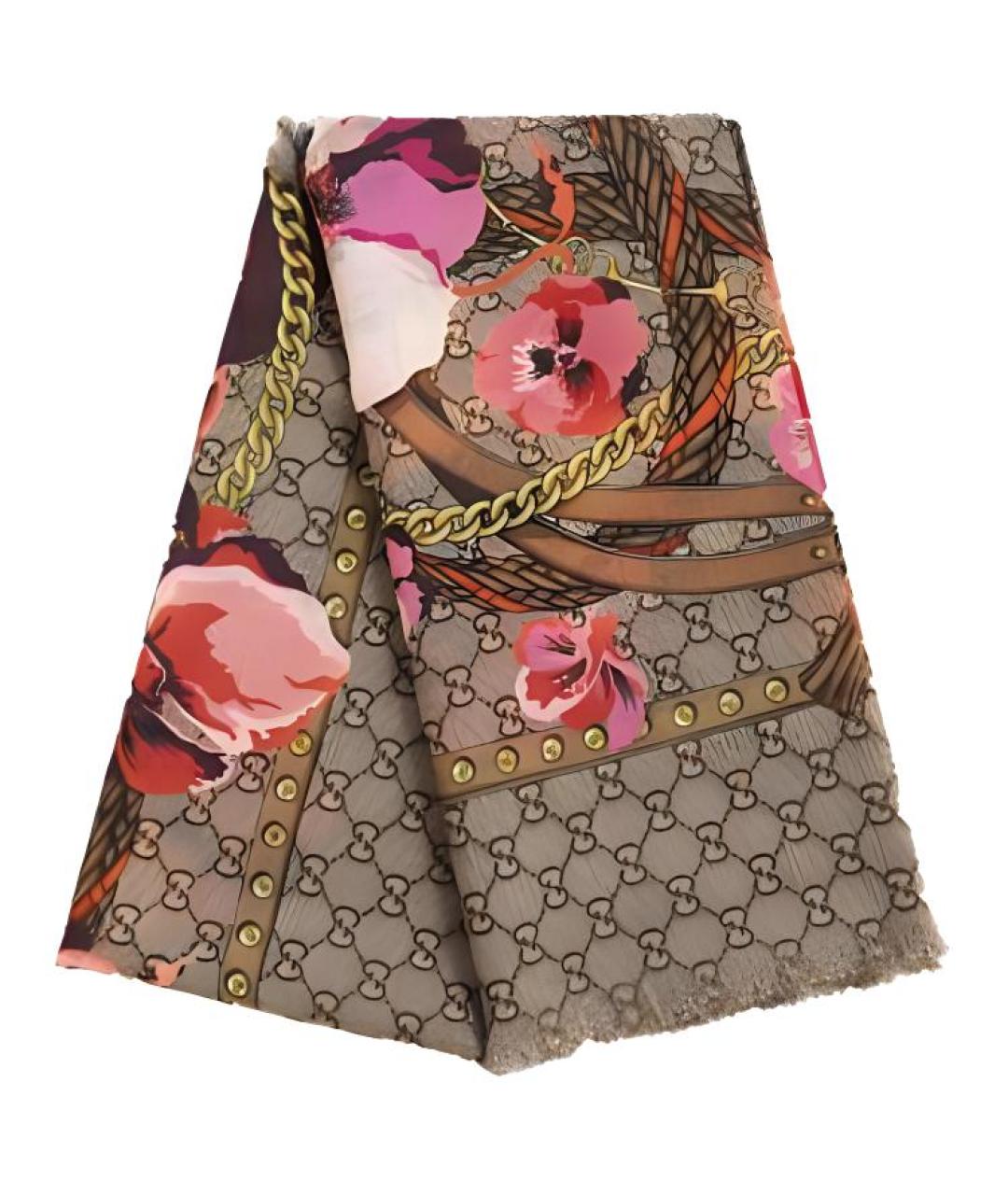 GUCCI Коричневый платок, фото 2