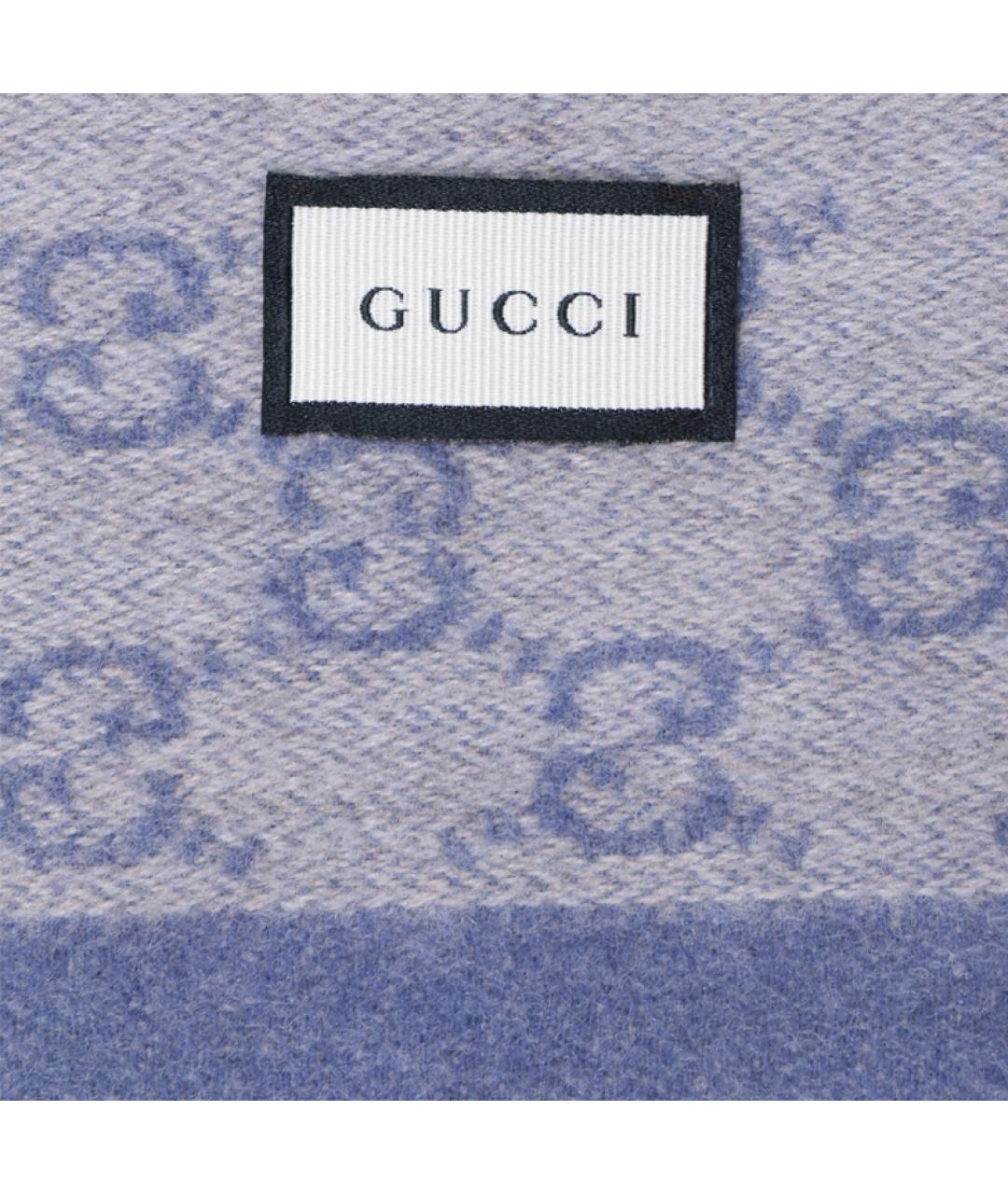 GUCCI Голубой шерстяной шарф, фото 3