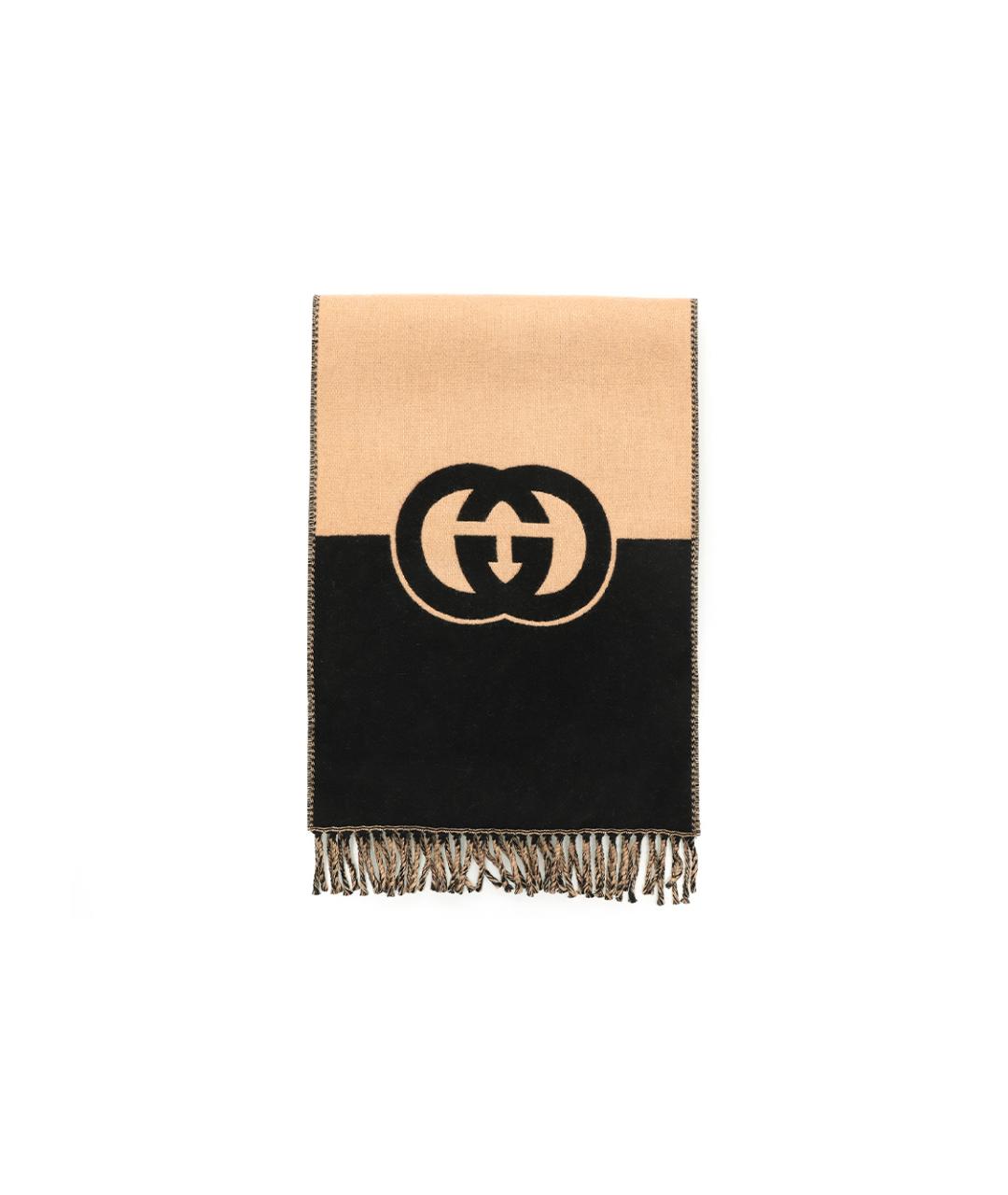 GUCCI Бежевый шерстяной шарф, фото 3