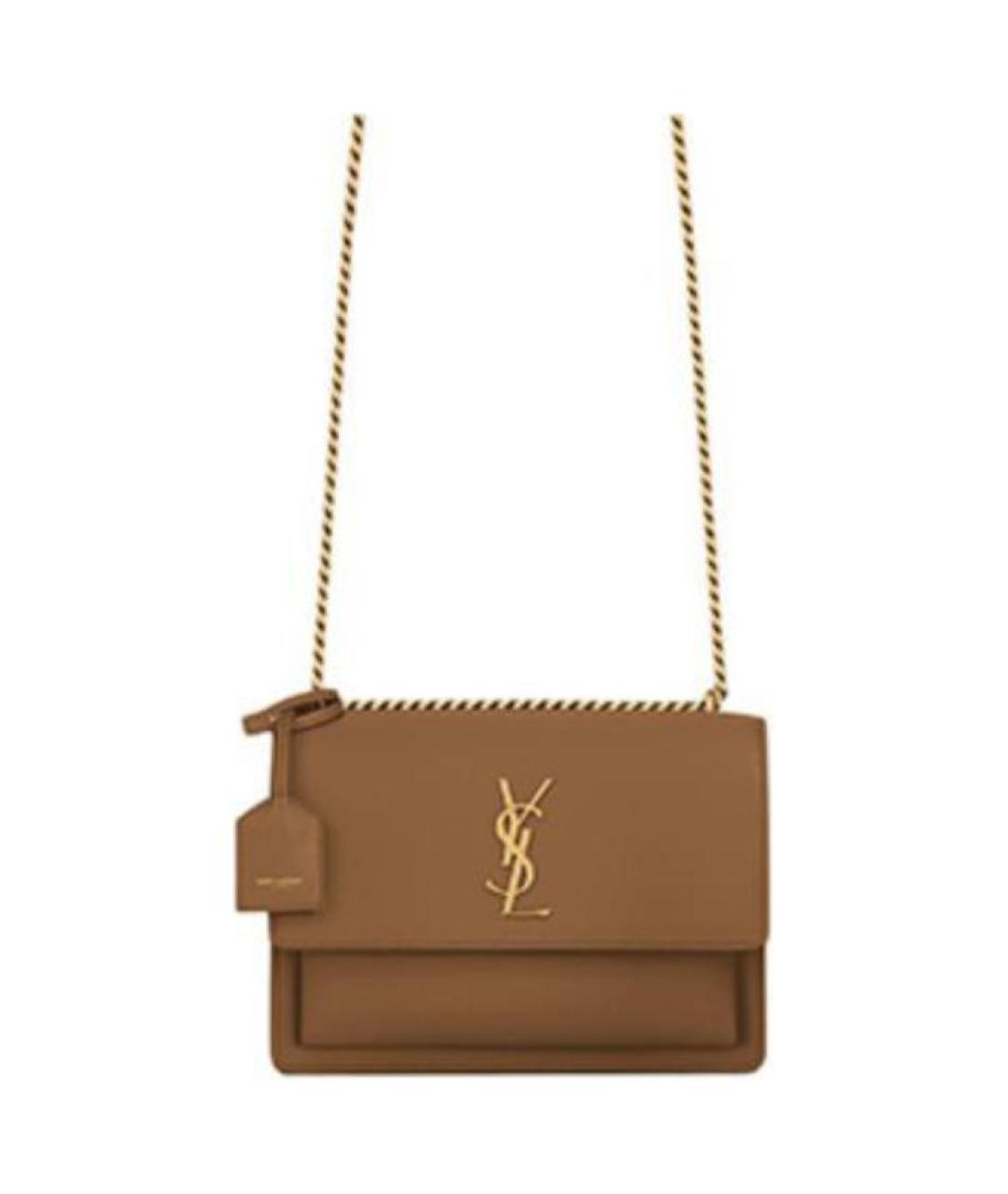 SAINT LAURENT Коричневая кожаная сумка через плечо, фото 1