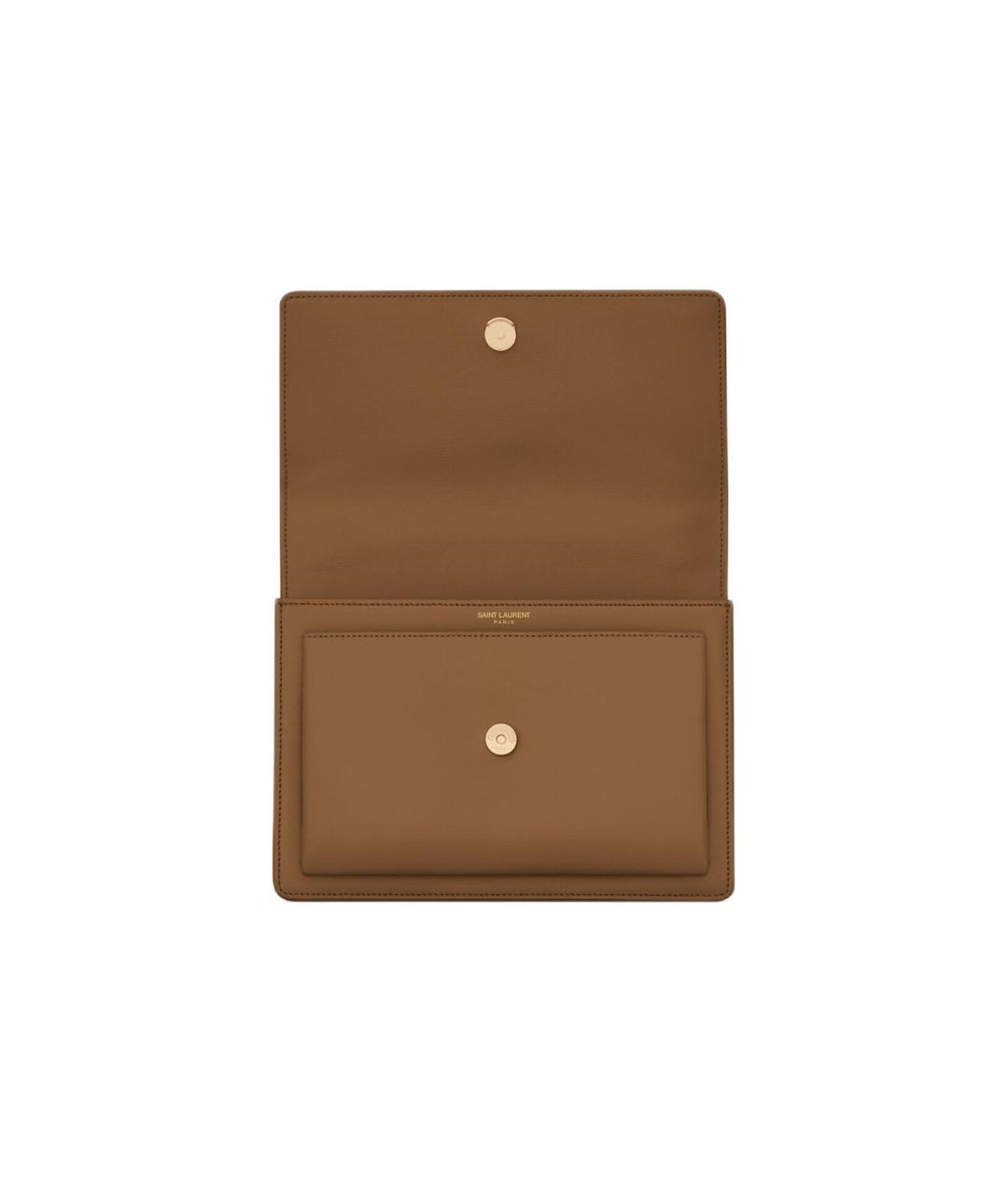 SAINT LAURENT Коричневая кожаная сумка через плечо, фото 6