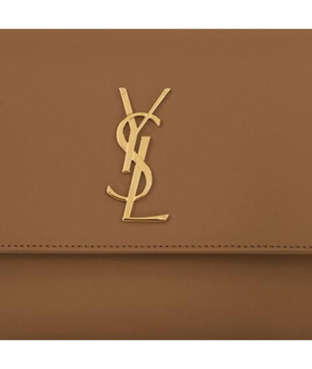 SAINT LAURENT Коричневая кожаная сумка через плечо, фото 8