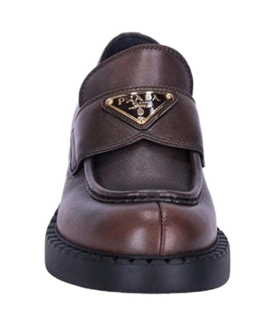 PRADA Коричневые кожаные лоферы, фото 4