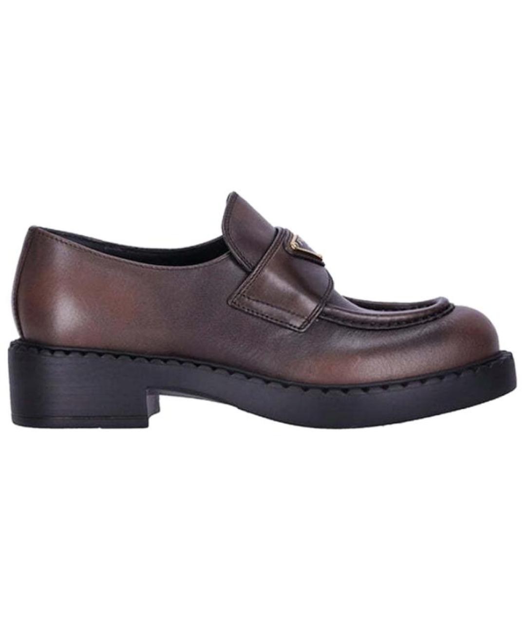 PRADA Коричневые кожаные лоферы, фото 1