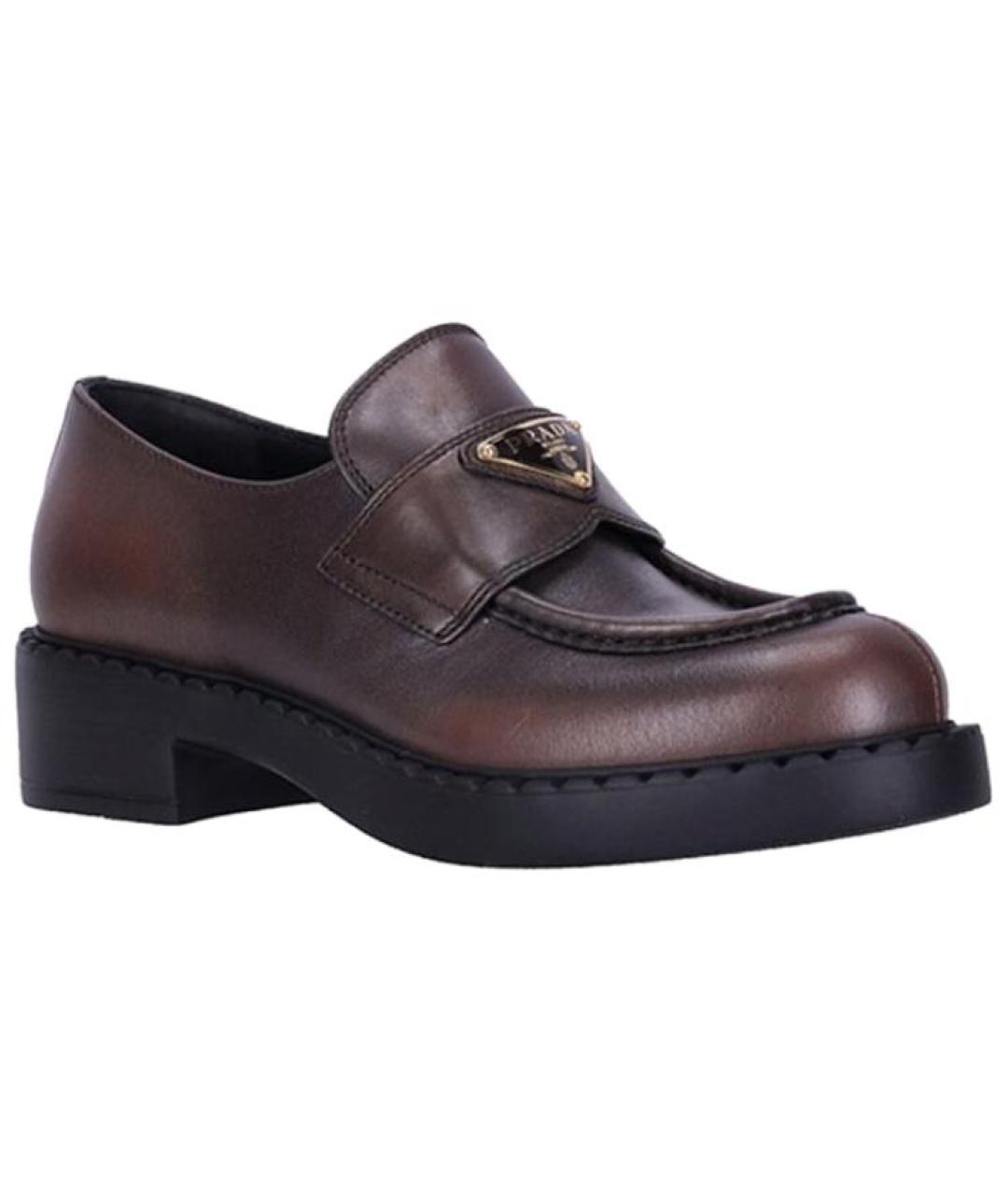 PRADA Коричневые кожаные лоферы, фото 3