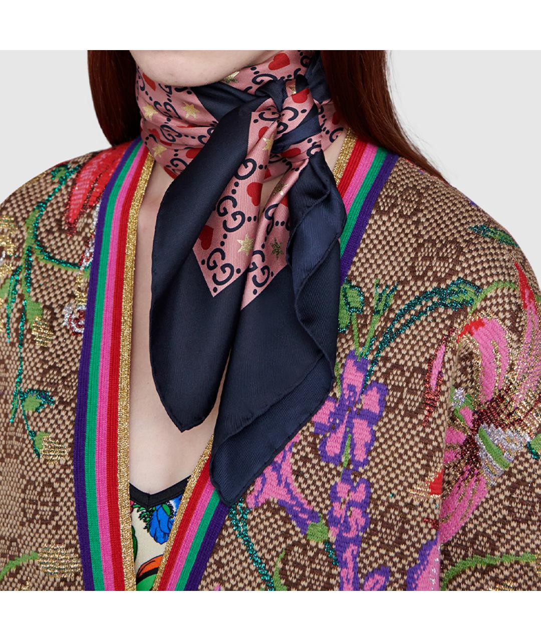GUCCI Розовый шелковый шарф, фото 4