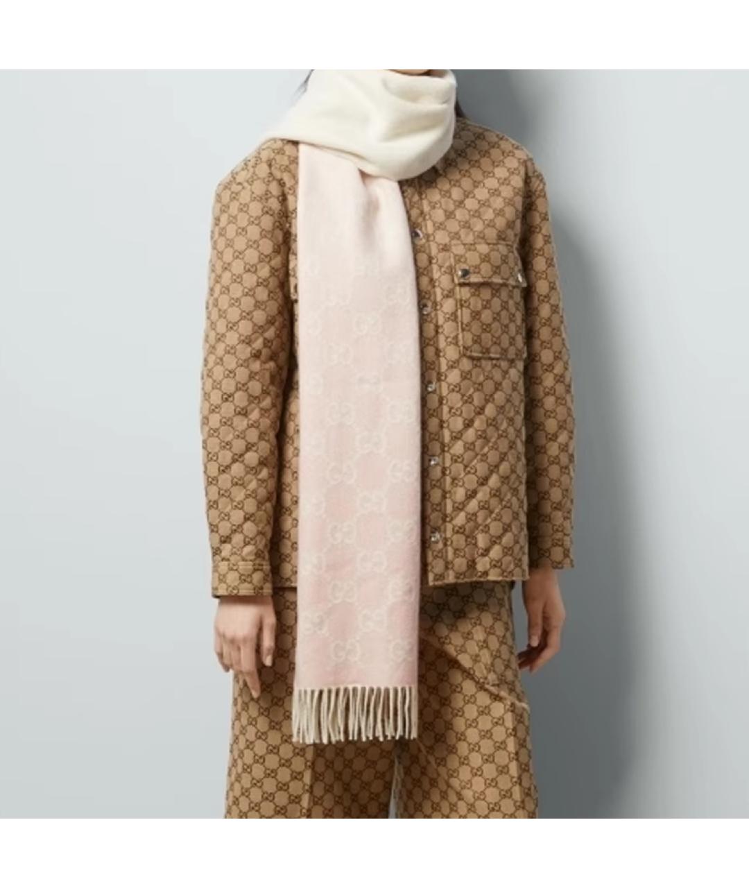 GUCCI Розовый кашемировый шарф, фото 3