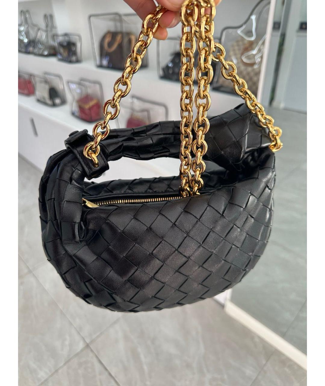 BOTTEGA VENETA Черная кожаная сумка с короткими ручками, фото 3