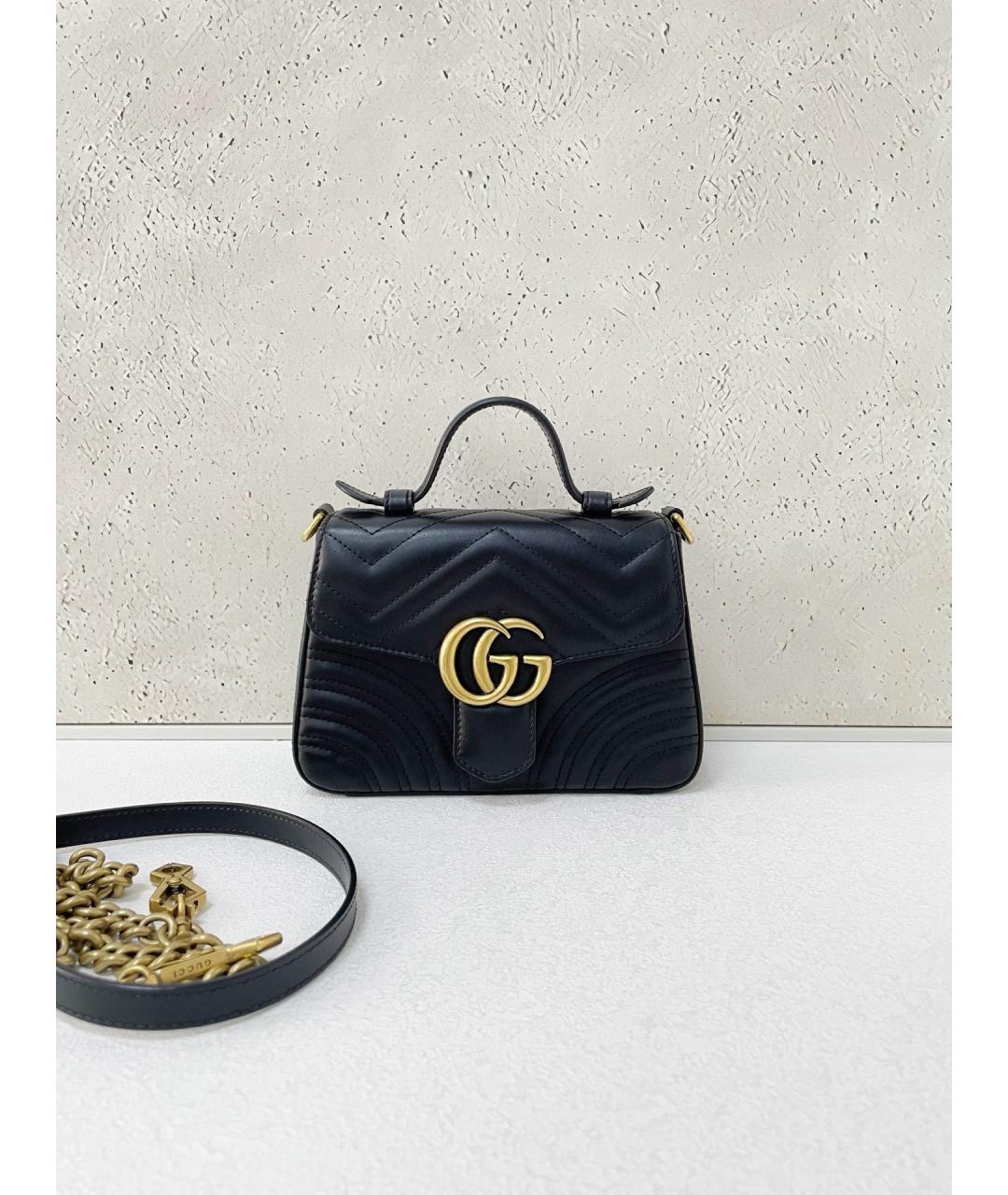 GUCCI Черная кожаная сумка тоут, фото 7