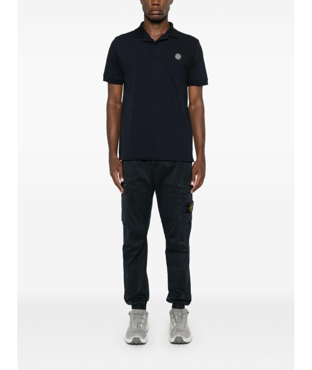 STONE ISLAND Темно-синее хлопковое поло с коротким рукавом, фото 5