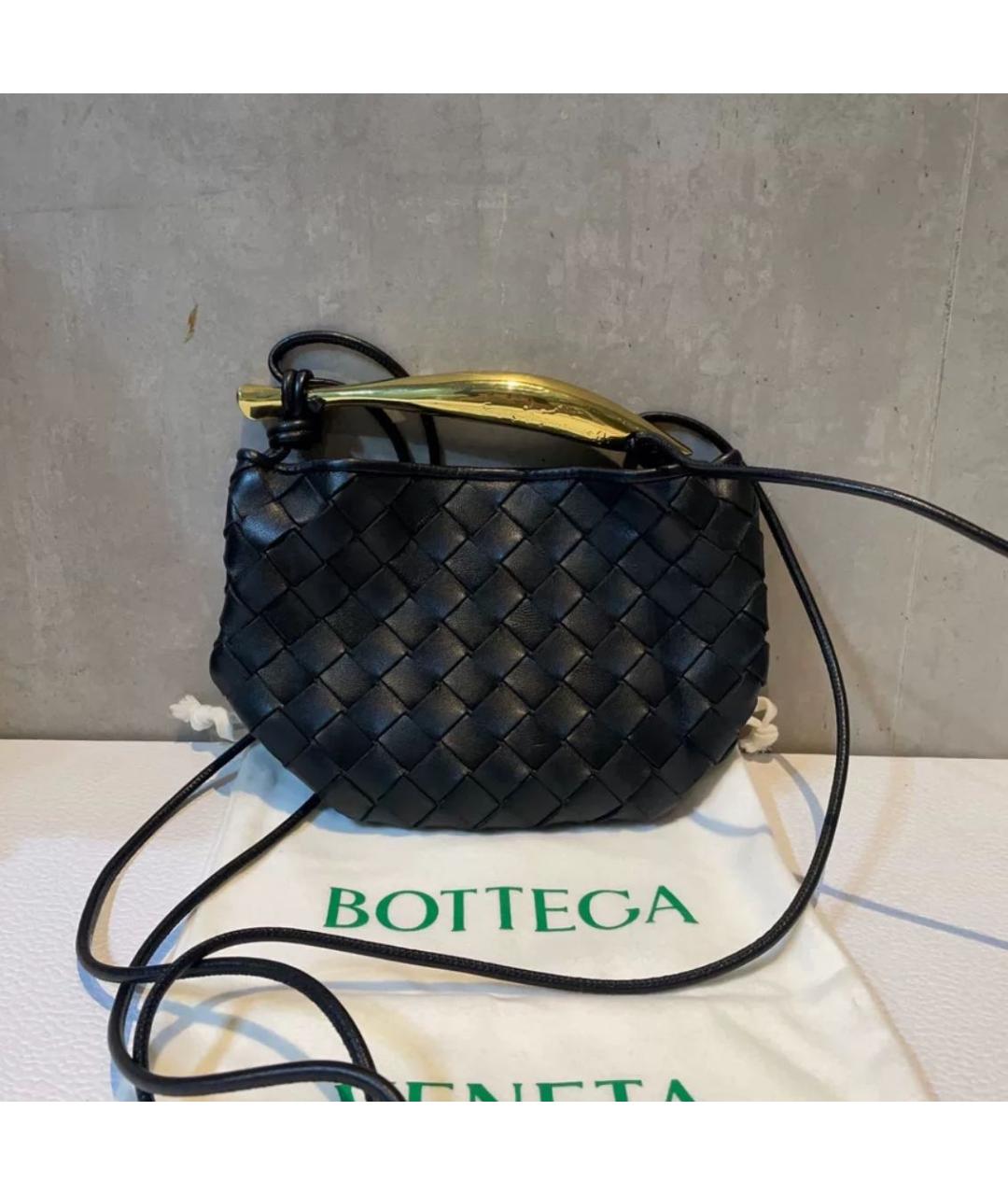 BOTTEGA VENETA Черная кожаная сумка через плечо, фото 2