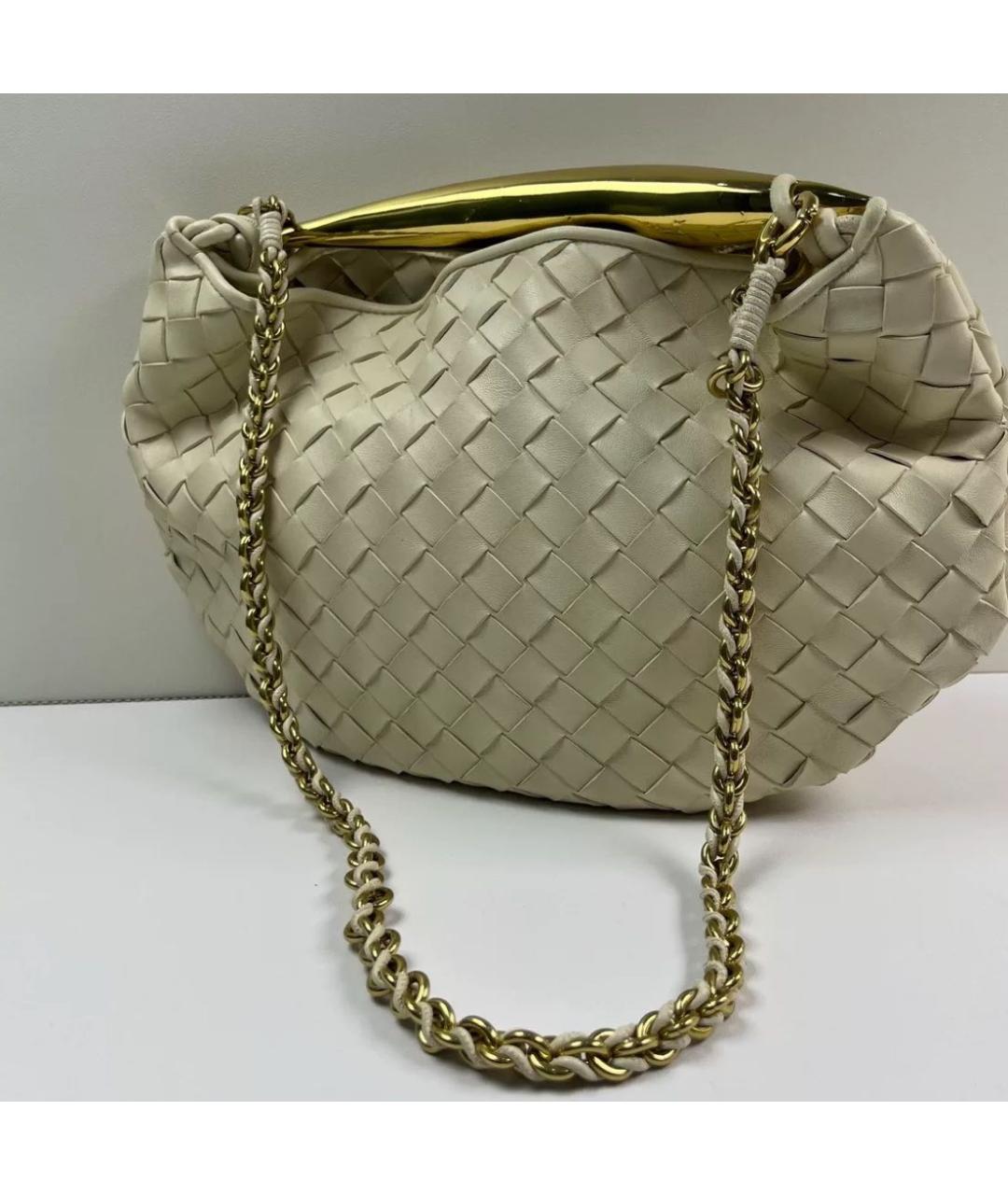 BOTTEGA VENETA Бежевая кожаная сумка с короткими ручками, фото 3