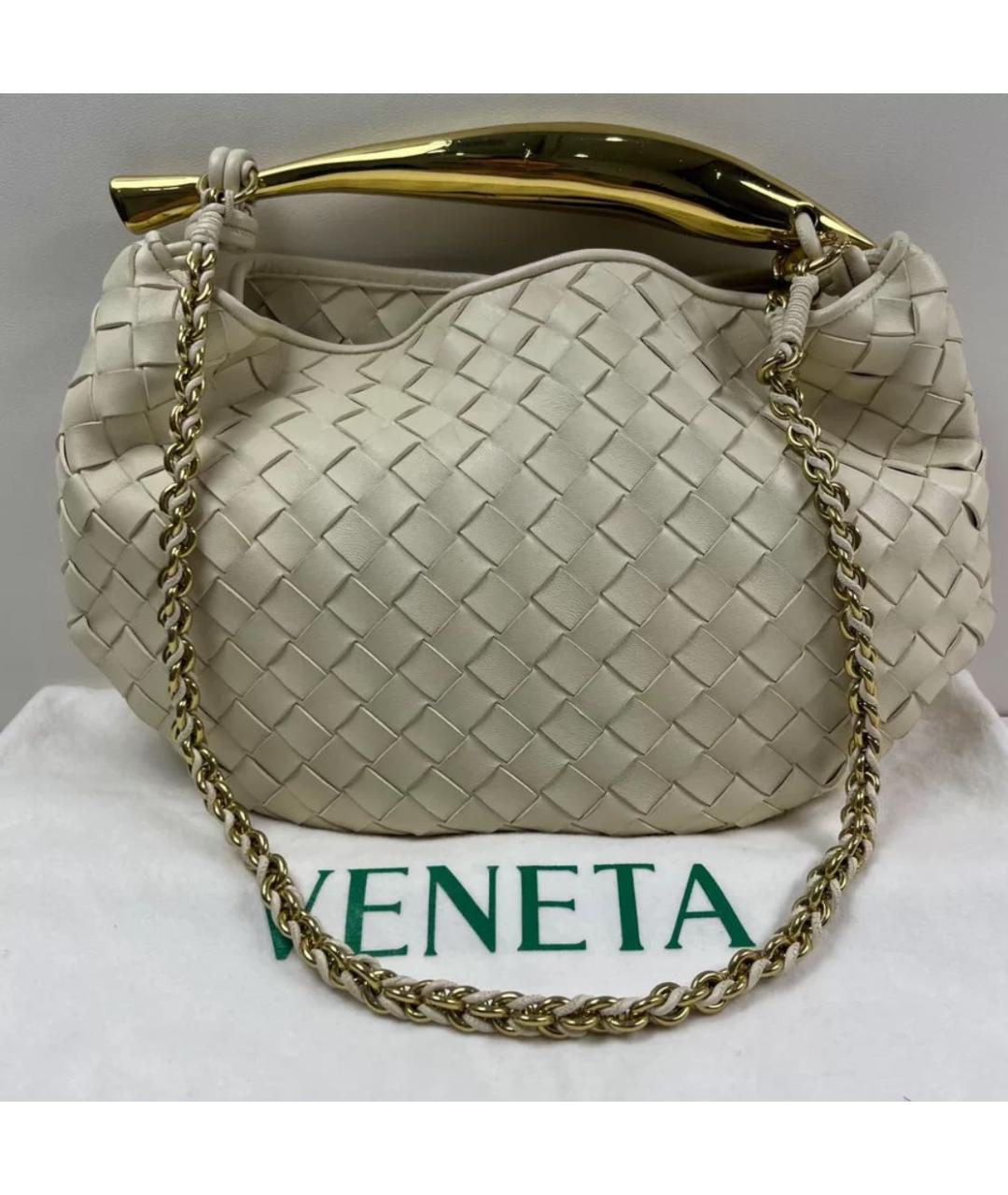 BOTTEGA VENETA Бежевая кожаная сумка с короткими ручками, фото 2