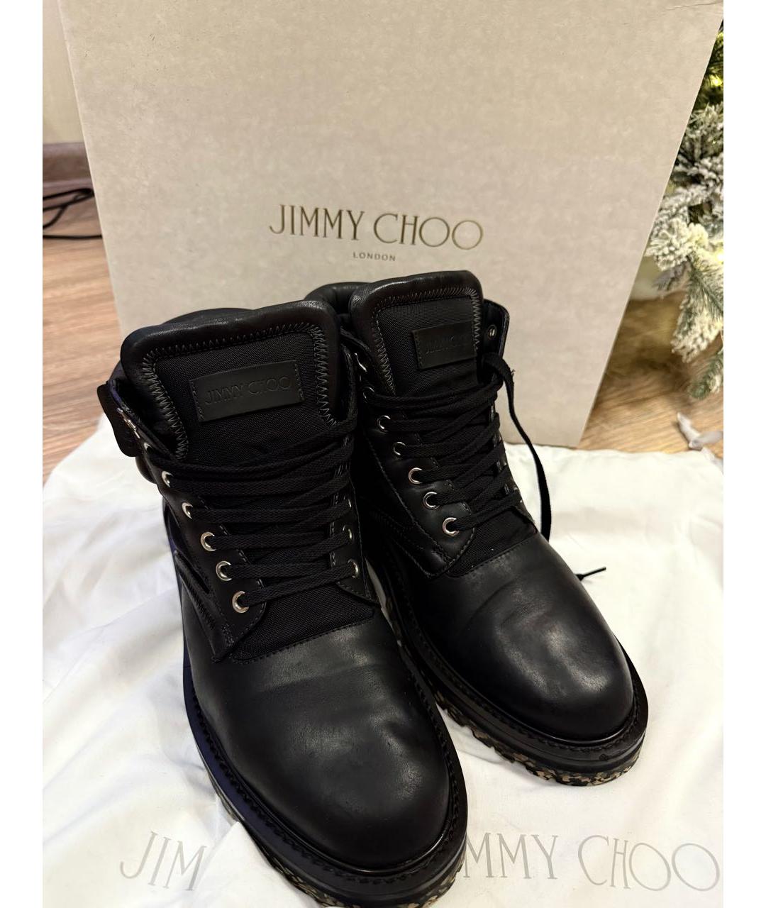 JIMMY CHOO Черные кожаные низкие ботинки, фото 2